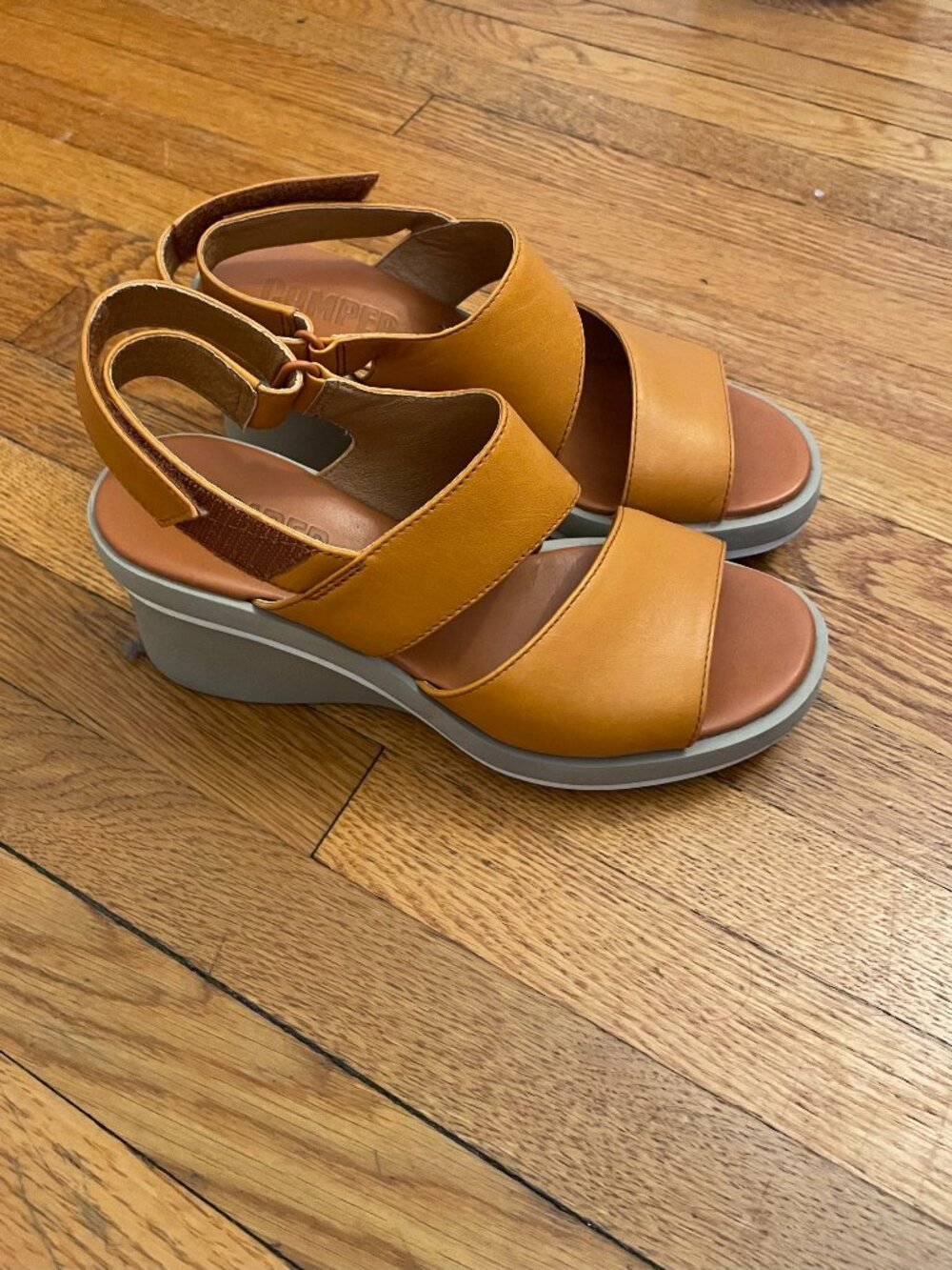 Orange Camper Wedge Sandals